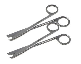 Lift a Stitch Scissors Curved Tip One Hook Blade 4.5" Small Shears, Stainless Steel Set of 2 Pcs, Sewing Embroidery Stitch Removal