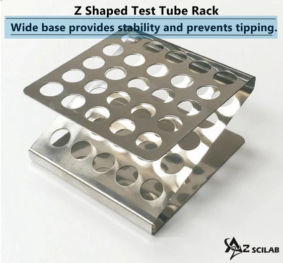 Stainless Steel Test Tube Rack With 50 Square Holes - 3-Layer Laboratory Stand With Handle