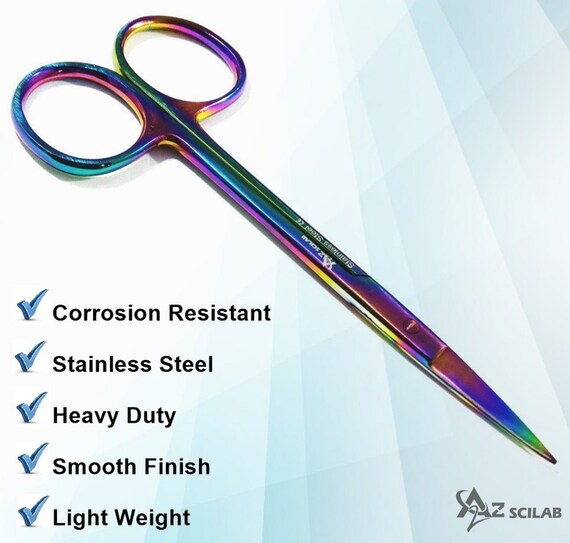 Multi Rainbow Titanium Color Nail Art Scissors 4.5 Curved, Stainless Steel,  Micro IRIS -  Denmark