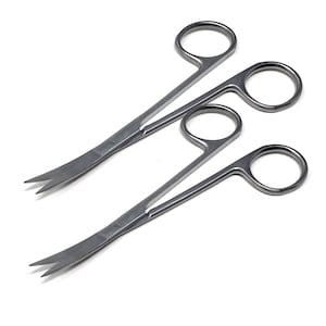 4.5" Curved Micro Stitch IRIS Scissors for Nose Hair & Eyelashes Cutting, Stainless Steel, Set of 2 Pcs