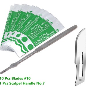Esthetician Beauty Care Tools Stainless Steel Scalpel #7 + 10 Sterile #10 Disposable Blades, Remove Facial Hair