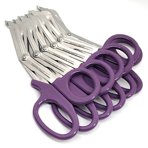 EMT Trauma Shears 7.25&quot; (19cm) For Paramedic and Firefighters, Stainless Steel, Pack of 6, Purple Handle, EMT Nurse First Aid Scissors