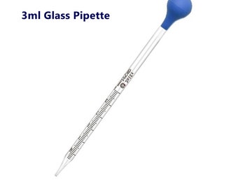 PIPETTE DROPPERS 3 ML Size | Reusable Clear Glass Measuring Tool for Essential & Fragrance Oils I Removable Rubber Bulb | 20cm Long