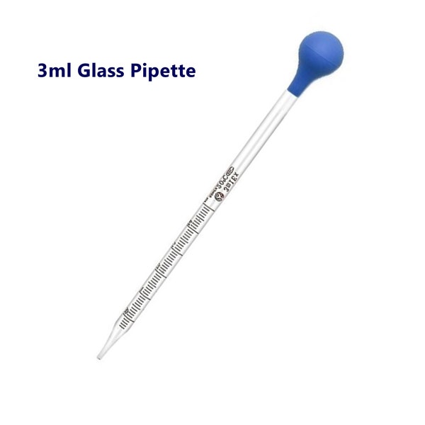 PIPETTE DROPPERS 3 ML Size | Reusable Clear Glass Measuring Tool for Essential & Fragrance Oils I Removable Rubber Bulb | 20cm Long