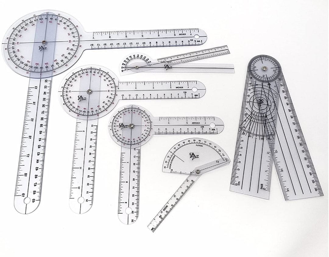 Set of 6 Physical Therapy Tool Clear Plastic Goniometer for ...