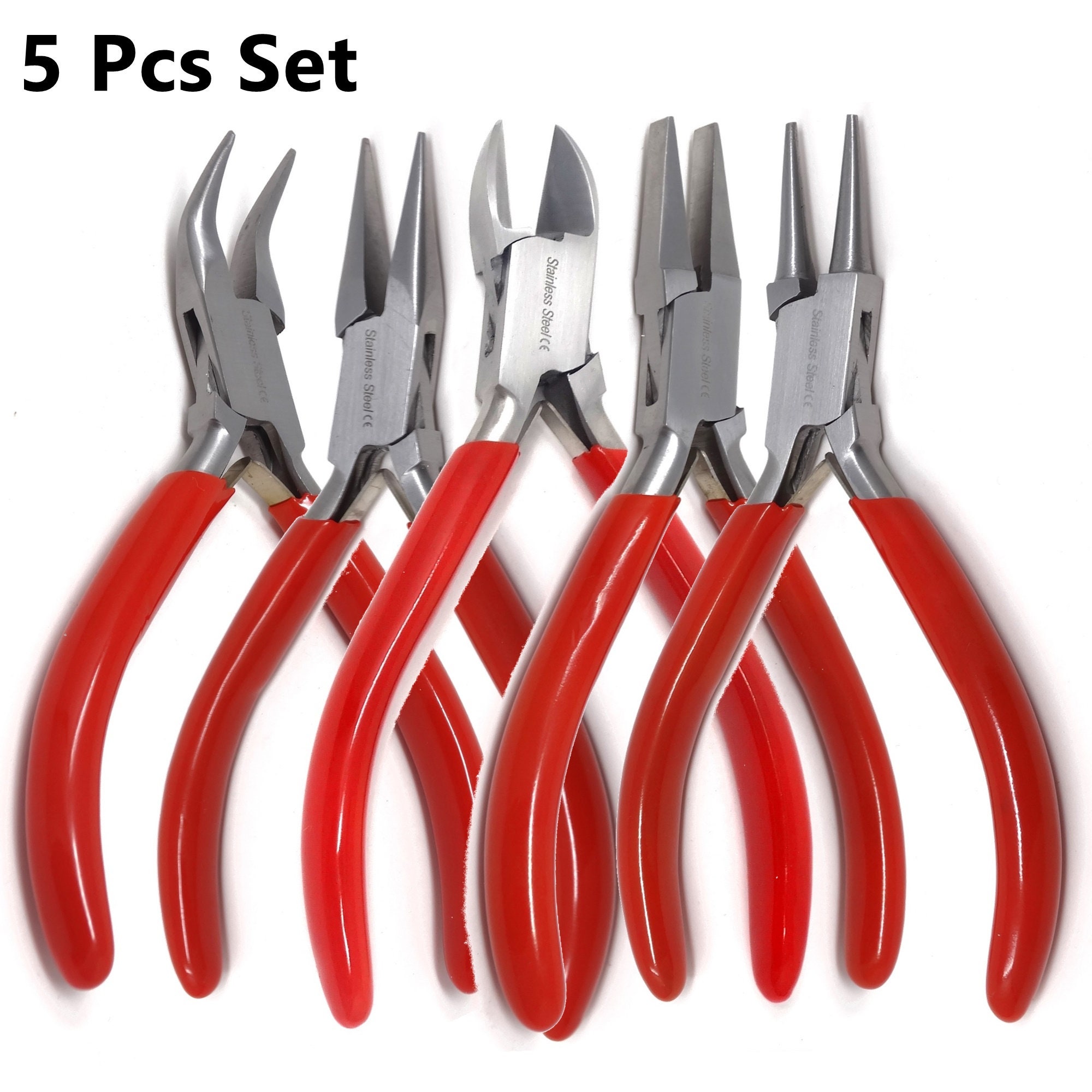 3 Pack of Iron Pliers, Jewelry Tool Set, Great Value Kit, Round Nose Plier,  Diagonal Cutting Plier and Long Nose Plier 