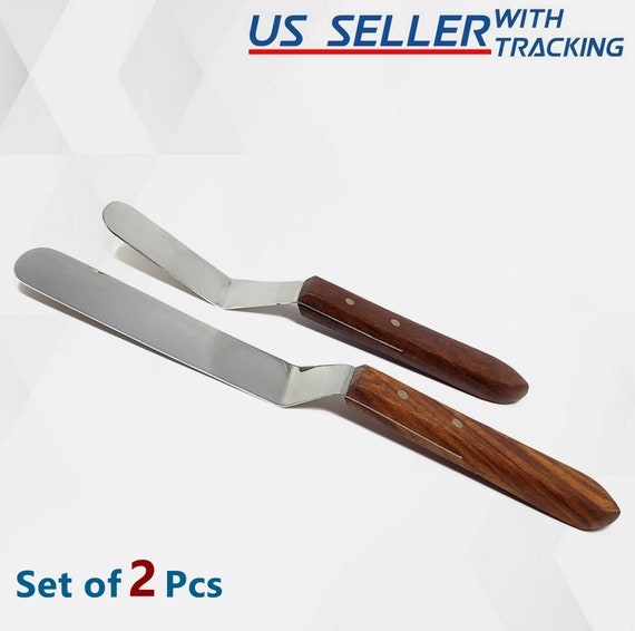 Spatule Lissage Gateau Gateau Spatule Droite Avec Manche En Bois Beurre Creme Lisse En Ance Spatule Inox