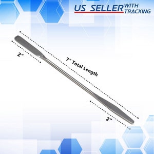 7&quot; Round & Arrow Double Ended Makeup Palette Lab Spatula, Press Down Smooth Edges, Beauty Supply Tool, Stainless Steel Mixing Stick