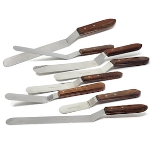 Offset Spatula with Stainless Steel Blade, Wood Handle 8 Pcs Baker Gift Baking Supplies to use for Cake Cookie Decorating Icing Smoothening