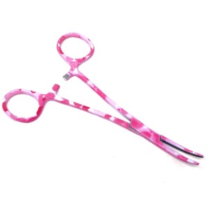 Tång för borttagning av dockhår och lim, 5,5" tång med böjd nos för att rota om modedockor, Blythe-hårbottenhår, svarvning av leksaksstoppning Pink Hearts