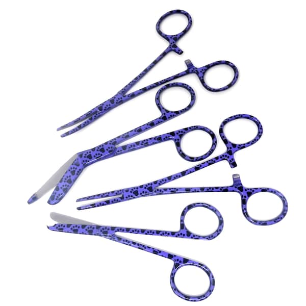 Veterinarian Gifts Animal Vet Tech Appreciation, Veterinary Grad, Dog Cat Groomer Set 4 Pc Bandage Scissors+Hemostat Forceps+Stitch Scissors