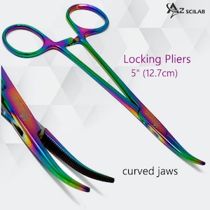 5&quot; (12.7cm) Premium Autoclaveable Heavy Duty Hemostat Forceps Curved Clamping Pliers, Multi Rainbow Color, Stainless Steel