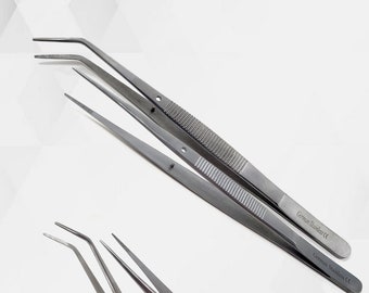 Puppen-Haar- & Kleberentferner-Pinzetten-Set 6-Zoll-Gerade + Abgewinkelte Gezahnte gebogene Nasenzange für Rerooting-Modepuppen, Edelstahl