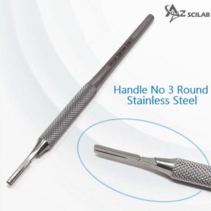 No.3 Round Scalpel Handle, Stainless Steel (Fits Size 9-16 Scalpel Blades)