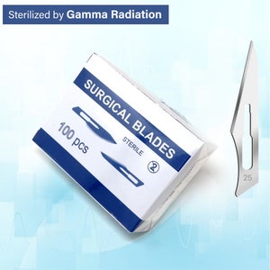 Box of 100 PCS Carbon Steel Sterile Disposable Blade #25