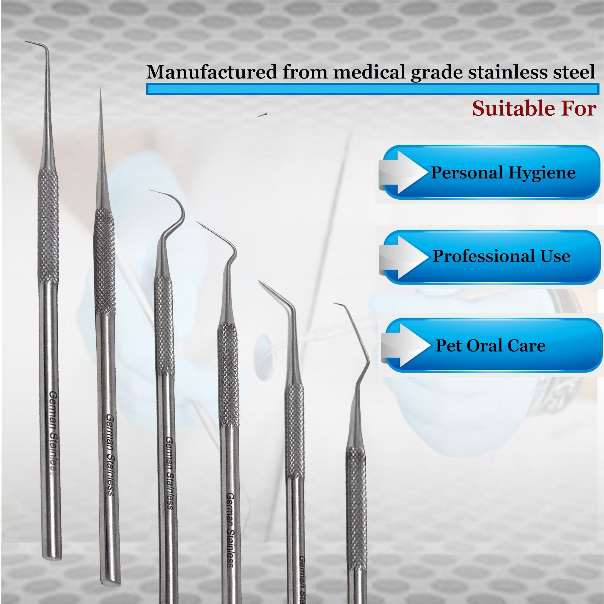 Stainless Steel Dental Cleaning Tools Pack of 6 Assorted Micro Etsy