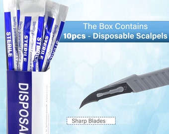 Disposable Sterile Scalpels #12 Ideal for Cardmaking, Designing Signs, Crafting and Miniature Handy Work, 10/Pack