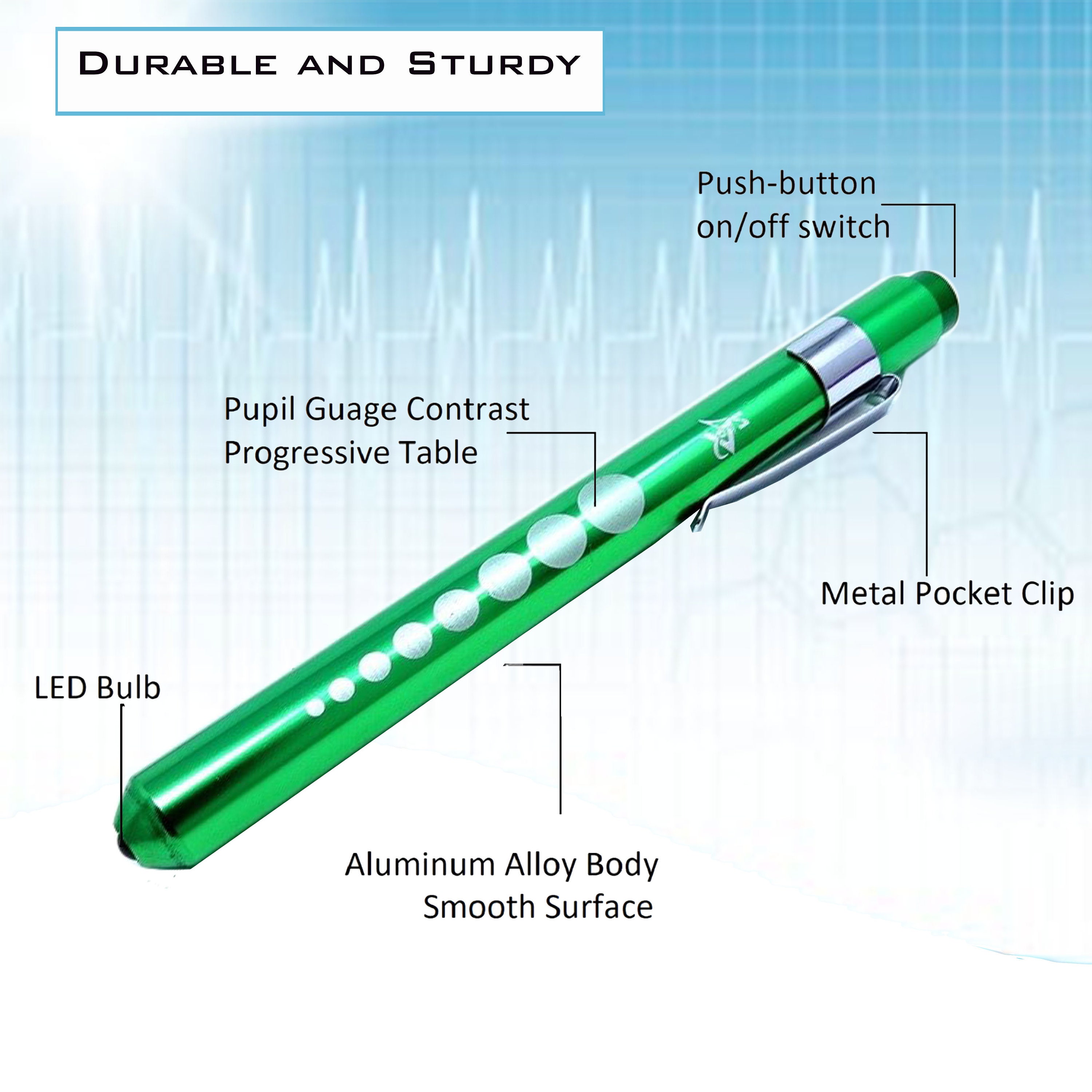 Reusable Aluminum Pocket Pen Light With Pupil Gauge LED Bulb Etsy