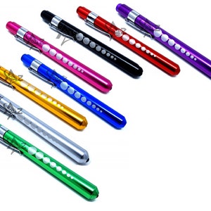 Set of 8 Assorted Color Pen Lights with Pupil Gauge LED Bulb Ideal for Nurse, EMT, Doctors, Medical Students and Personal Use
