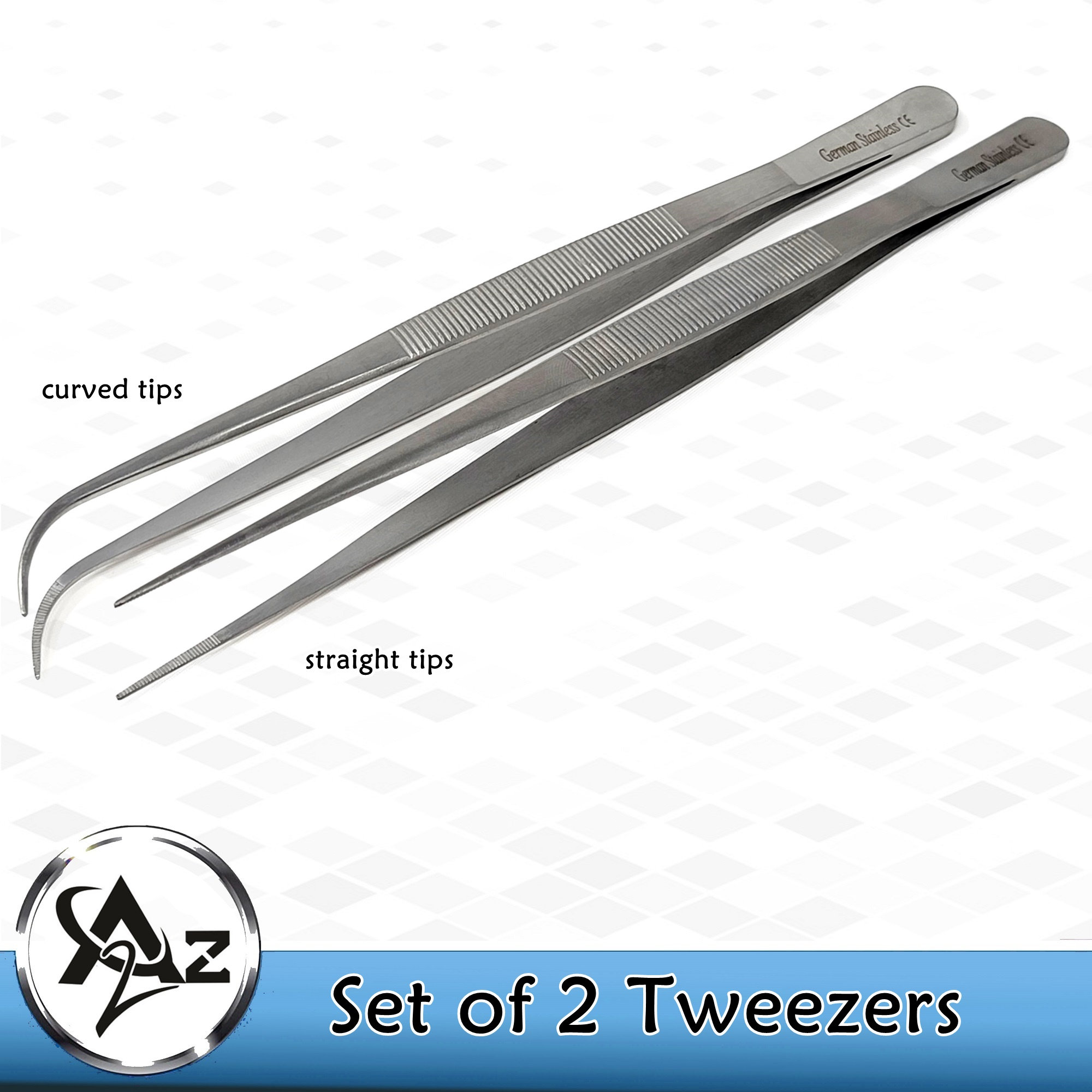 Curved Point Tweezers for Crafts - Stainless Steel 4.5 Long