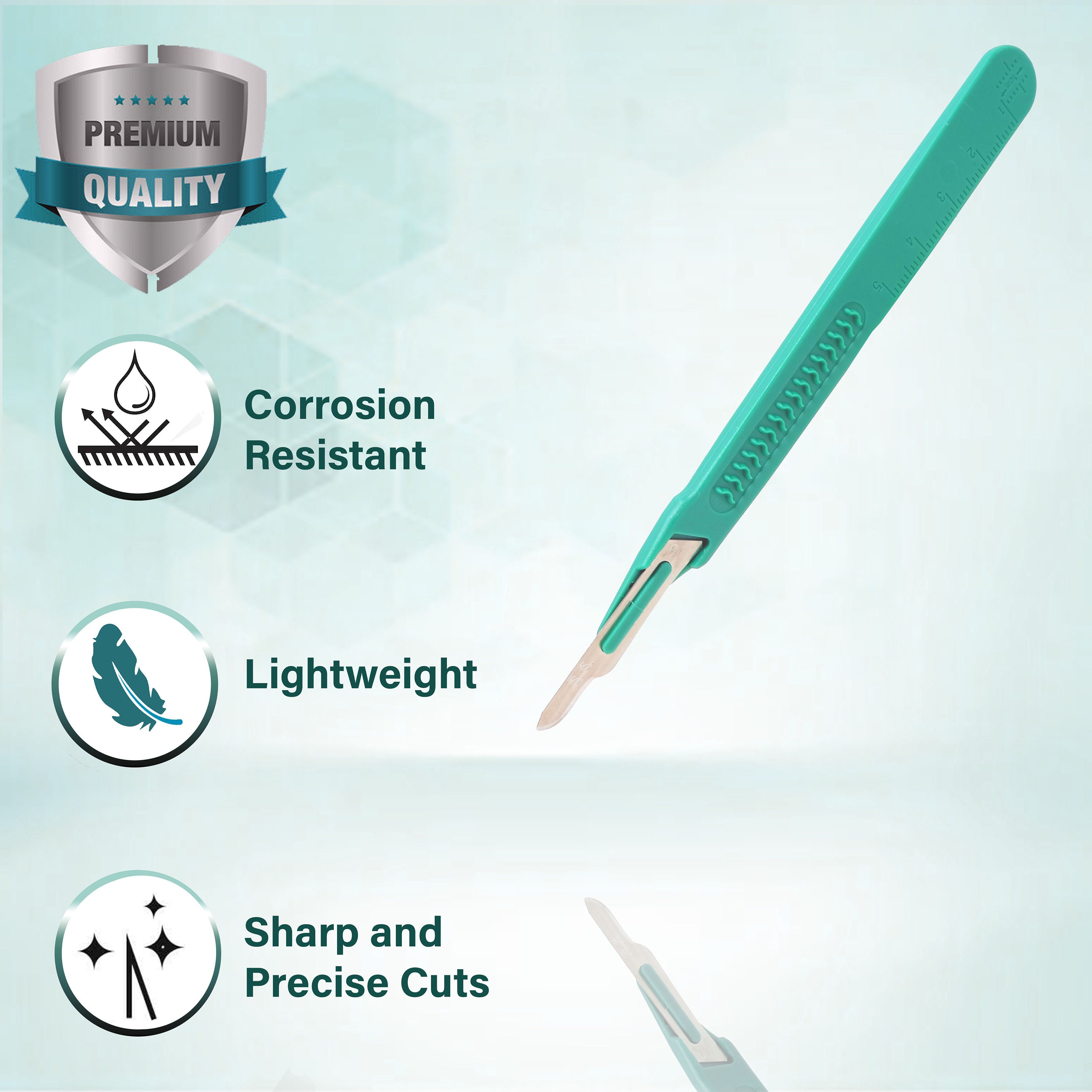 Bisturi Monouso Sterili - Scatola Da 10 Pezzi, Lame In Acciaio Temperato, Manico Plastica Graduato - Foto 6