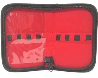 Tool Organizer Jewelry Making Tool Case Black Faux Leatherette Zippered Case Carrying Case Storage Case, 8 Slots, 8"x6"