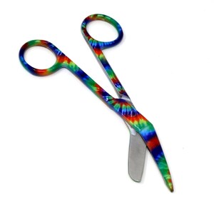 Gift Under 10 Dollars Stainless Steel 5.5&quot; Bandage Scissors, Tie-Die Design Coating, Thanksgiving, Christmas, New Year, Anniversary Present