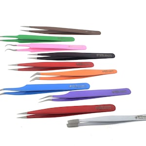 HARFINGTON 5pcs Sticker Tweezers for Crafting 4.53 Curved Tip with Spring  Plastic Tweezers Craft Tweezers for Stickers, Scrapbooking, Eyelash