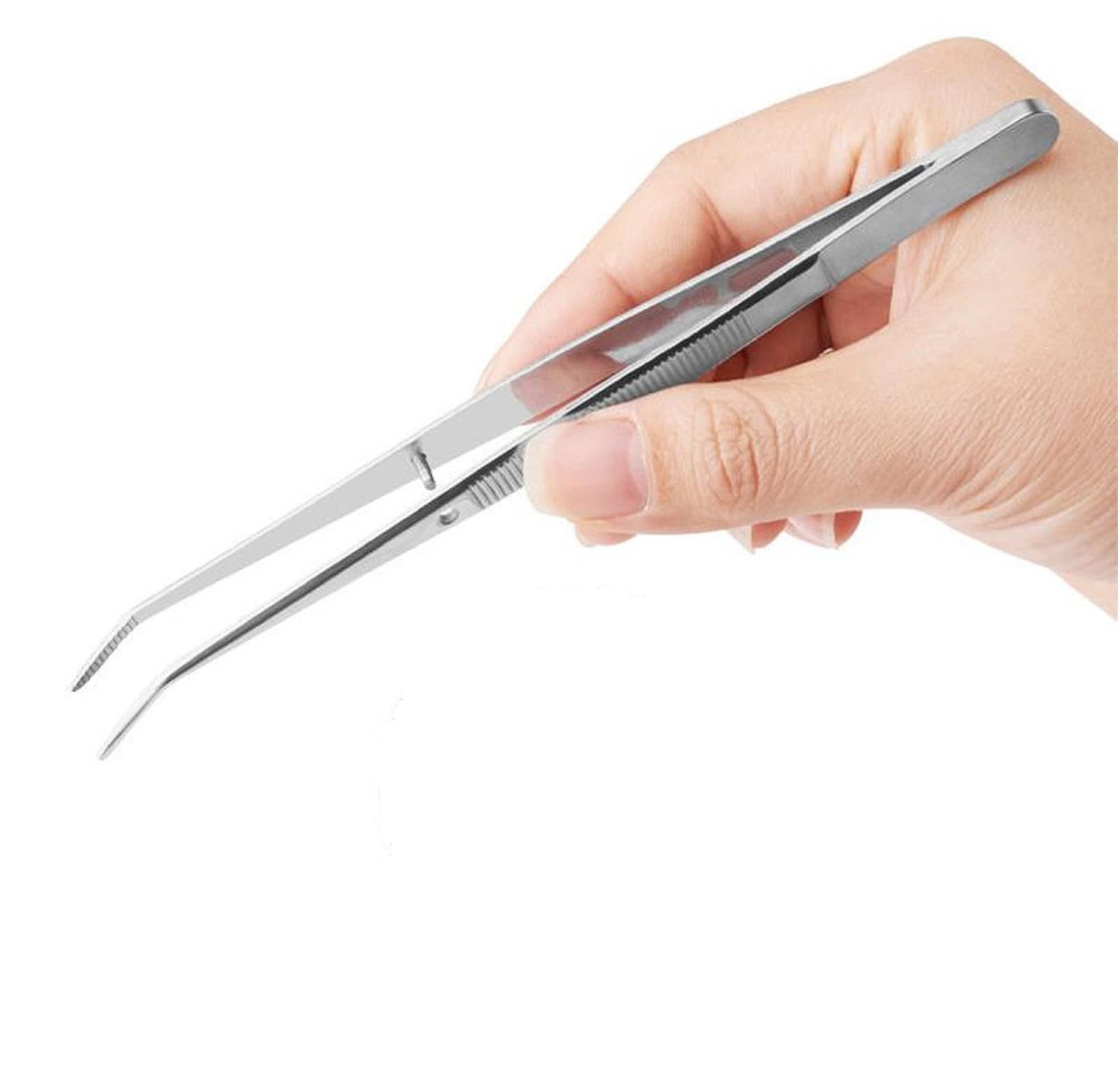 Angled Tweezers 12 Stainless Steel Extended Reach Etsy