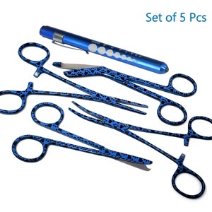 Veterinarian Graduation Vet School 5 Pc Gift Set of Bandage Scissors + Hemostat Forceps + Suture Stitch Scissors + Penlight, Pet Health Care