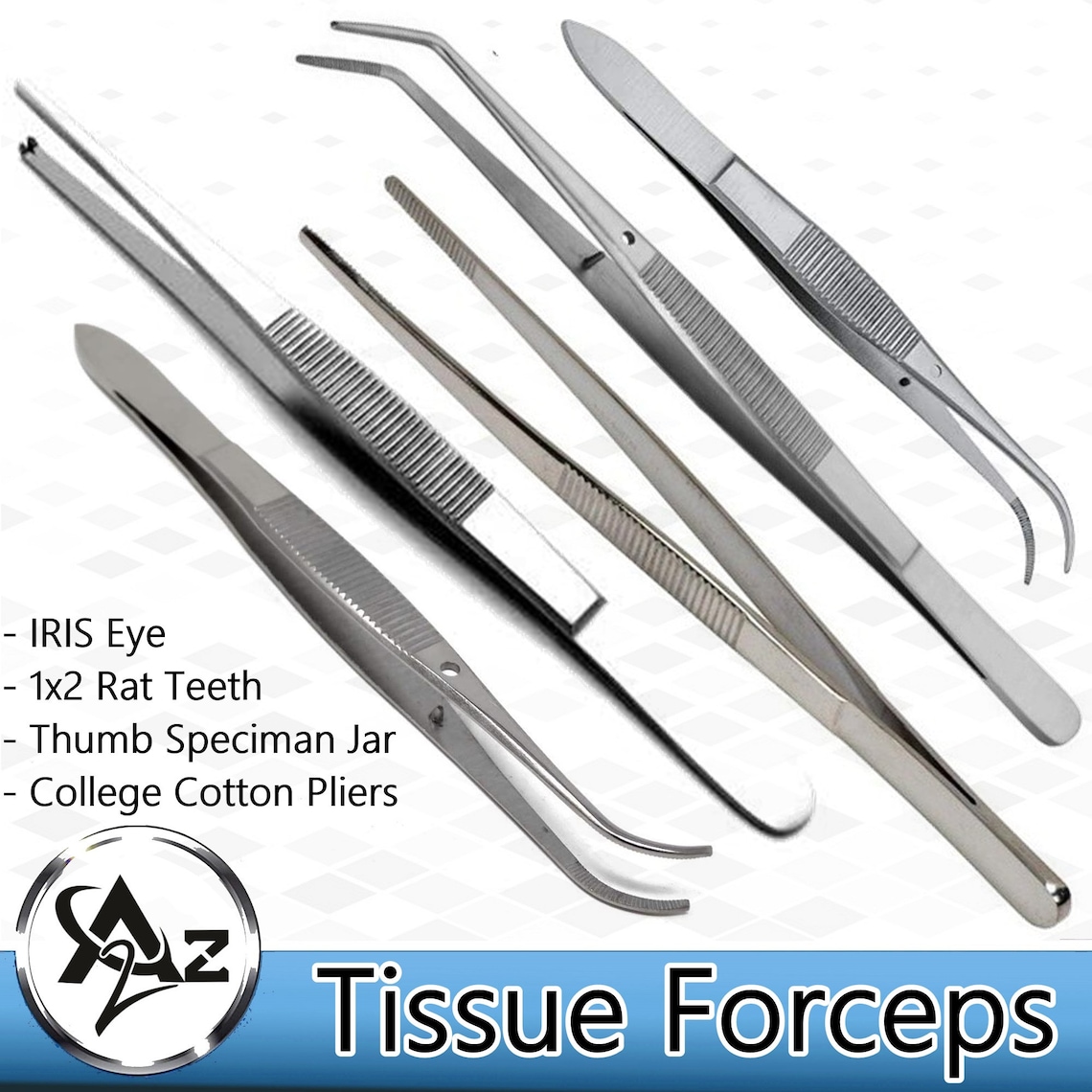 Lab Tweezers Stainless Steel Serrated Tips Forceps for Microscopic