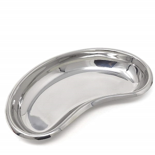 Pet Food Feeder Dish 8" Kidney Bowl Serving Tray Shallow Bowl, Stainless Steel