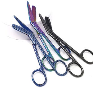 Laser Engraved 5.5&quot; Nurse Bandage Scissors 3 Pcs Stainless Steel Gift for Coworkers, Work Besties, Vet Techs Students, Honeycomb Pattern