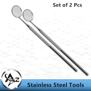 Mouth Teeth Mirror for At Home Pet Hygiene Teeth Care, 6.5&quot; Length, Knurled Handle, Stainless Steel, Pack of 2 Pcs