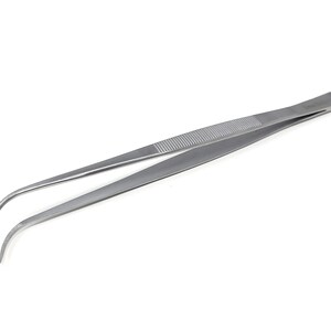 Stainless Steel Diamond Tweezers - Fine Serrated Tips for Easy Pick Up Curved Head Jewellery Making Small Watch Parts Beading DIY Craft