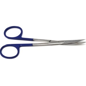 Small Stainless Steel Scissors 4.5&quot; Micro IRIS Shears, Blue Finger Rings, Gift Under 10 Dollars