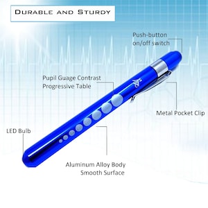 Blue Pen Light with Pupil Gauge LED Bulb for Nurses and Doctors
