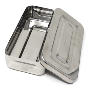 Storage Box With Lid Organizer Bin Storage Basket Container Small Toy Box, Stainless Steel, 8"L x 4"W x 1.5"H, Plain Large Keepsake Box
