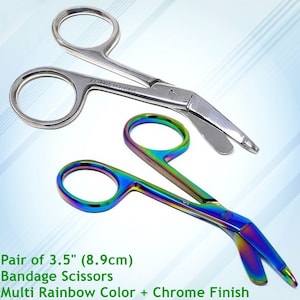 Nurse Appreciation Pair of Multicolor & Chrome Bandage Scissors 3.5&quot; Stainless Steel, Premium Quality