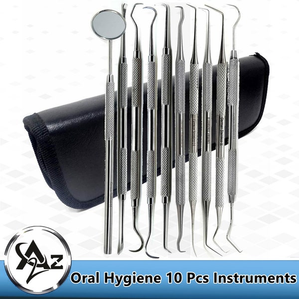 Dental Hygeniest Gift Under 20 Dollars Set of 10 Pc Teeth Whitening Dentist Tools Kit Stick Oral Care Handmade Teeth Cleaning Plaque Remover