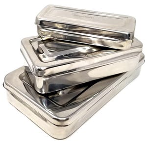 Stainless Steel Container With Lid Organizer Storage Metal Makeup Box Craft Making Supplies Tin For Soap, Shampoo, Conditioner, Lotions Balm