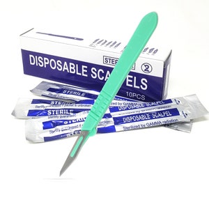 Craft Knife with Safety Cover Disposable Scalpels #11 Carbon Steel Blades Pattern & Template Carving, Polymer Clay Tool, Paper Cutting, 10Pc