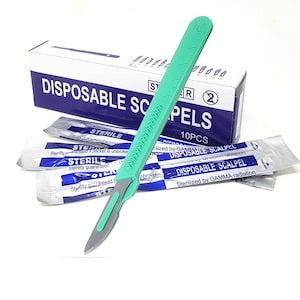 Disposable Scalpels #23 Carbon Steel Blades in a Box of 10 Pcs for Various Sorts of Shaping, Trimming, Foot Care + More