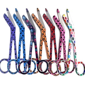Cat Kitten Kitty Pet Paw Print Coated Pattern Bandage Scissors 5.5&quot;, Stainless Steel Gift for Him