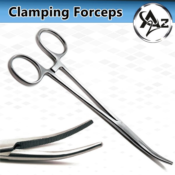 7.25" Curve Hemostat Forceps Body Jewelry Piercing Tool Ring Opening Closing Pliers, Stainless Steel