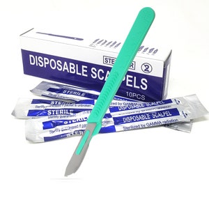 Disposable Scalpels #22 Carbon Steel Blades Box of 10 Pcs for Crafting, Cardmaking, Dissecting, Designing Signs, and Miniature Handy Work