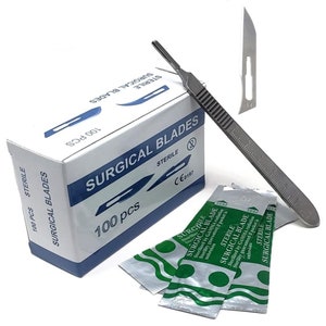 Precision Craft Knife Blades Cutting Tools Hobby Art Carbon Steel Blades #14 with Stainless Steel Scalpel Handle No 3