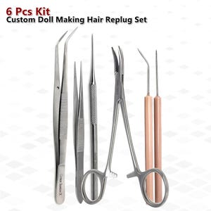 Doll Head Puncher / Rerooter/ Rerooting Tool Set Kit Needle for Rooting Dolls Hair, for Braids, Curls Rehairing Dolls Pony Toys - 6 Pcs Set