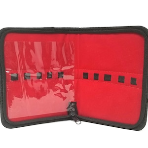 Zipper Storage Bag, Tool Kit Carrying Case, Gift Under 10 Dollars, Black Faux Leather, 11&quot;x7&quot;