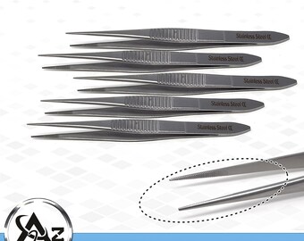 Stainless Steel Tweezer Set of 5 Fine Point Serrated Tweezers to use for Planners, Stickers, Crafting, Journaling, Wax Seal Tool Stationary